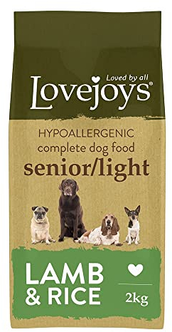 Lovejoys Light/Senior Dry Dog Food Hypoallergenic, Lamb & Rice, 2kg - Complete Dog Kibble, Low Fat, Low Protein, Gluten Free Dog Food for Sensitive Stomach