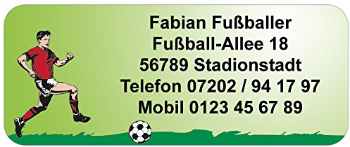 Adress-Etiketten - Adress-Aufkleber Stürmer Fussballer mit Ihrem Wunschtext, 160 Stück, ca. 56 x 23 mm, für 1 bis 5 Zeilen Text