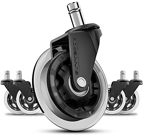 SunnieDog Büro 3 Zoll Inline Skate Style Bürostuhl Caster Wheel Ersatz, Schwarz (Set of 5)