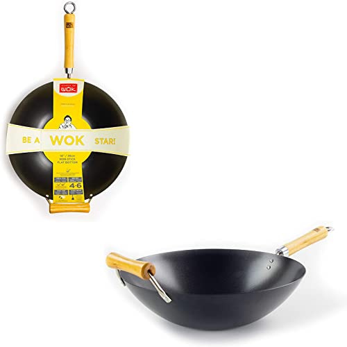 School of Wok – non-stick kolstål wok (36 cm/14 tum)