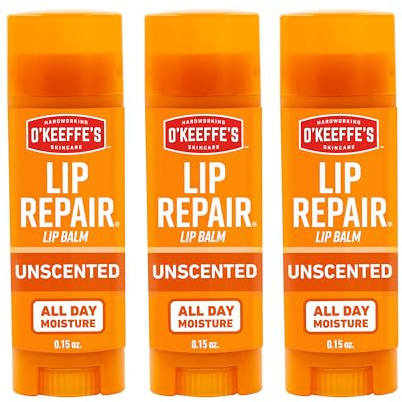 O'Keeffe's Lip Repair Unscented Lip Balm for Dry, Cracked Lips - Stick (3 Pack) - Moisturizer for Very Dry Lips