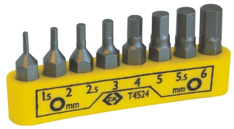 C.K T4524 - Conjunto de clip para puntas de destornillador - 8 piezas hexagonales