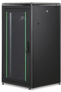 DIGITUS Netzwerkschrank - 19-Zoll Rack 22HE - 60x60 cm - Unique Serie - Traglast 800 kg - Nutztiefe 543 mm - Schwarz