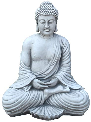 gartendekoparadies.de Grandi enormi guardie del tempio monaco Buddha di pietra fatti del cast in pietra frostfest