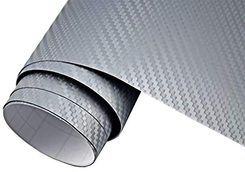 Neoxxim 23.32€/m2 Premium - Auto Folie - 3D Carbon Folie - Silber 50 x 150 cm - blasenfrei mit Luftkanälen ca. 0,16mm dick