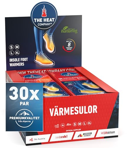 The Heat Company Nya storlekar fotvärmare – 8 timmars värme, termisk innersula, skor uppvärmning, fotvärmare, fotvärmare liten (UK 3-5), 30 par