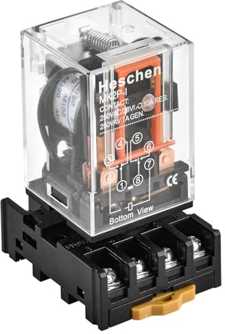 Heschen Gereral Relais MK2P-I DC 12V Bobina DPDT 8 pines con conector terminal enchufable PYF83A