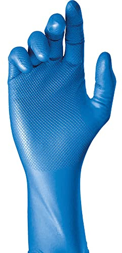 Juba Grippaz G, desechable nitrilo escamado sin polvo, azul - SIZE: 10