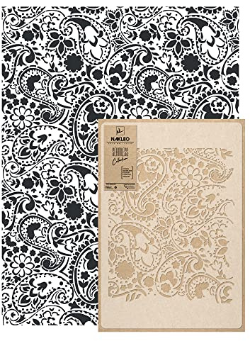 NAKLEO Wandschablone Groß Muster, Malschablone 59x95cm Blumen Paisley Türkisch Orientalisch Wiederverwendbare Kunststoff, Geometrische Tapete Wandgestaltung, DIY Craft, Holz Möbel Boden Stoff