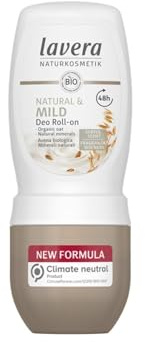lavera Deo Roll-On NATURAL & MILD 48h - vegan - naturkosmetik - bio hafer- & natürliche mineralien - ohne aluminium - klimaneutral - 48h schutz - dermatologisch getestet - 50ml