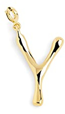 SINGULARU - Charm Letter XL. Colgante Inicial en Latón con Acabado Baño de Oro de 18 Kt. Combinable con Collar. Joyas para Mujer. Letra Y