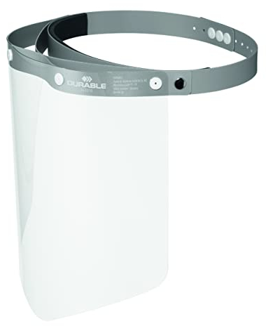 Durable Gesichtsvisier PRO, zertifiziert, mit anpassbarem Stirnband, hochklappbar & desinfizierbar, Made in EU, 1 Stück, 343310