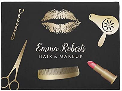 WZXKR Fußabtreter Make-Up Artist Friseur Schwarz & Gold Willkommen Fußmatte Heimtextilien Eintrag rutschfeste Fußmatte Waschbarer Boden Fußpolster Innen-Fußmatte