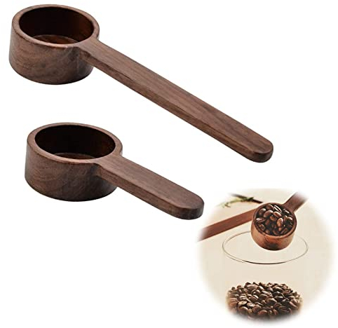 Gfamous 2 Stück Nussbaum Holz Kaffeelöffel, Kaffee-Messlöffel, Küchenmesslöffel für Kaffee, Utility Messlöffel für Mehl/Teeblatt/Kaffeebohnen/Süßigkeiten/Gewürze (8g & 10g Kapazität)