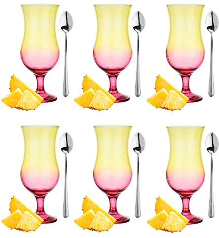 Glasmark 57-0032-0420-5246-LD A570032-0420-5246-LD Lot de 6 verres à cocktail max. 480 ml Rose + cuillère à café longue en verre + acier inoxydable