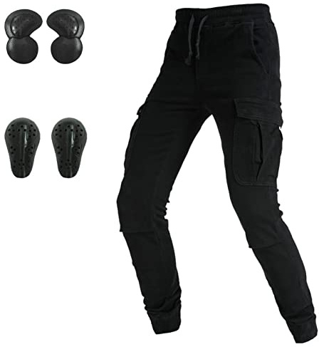YFFS Pantalon De Moto Pour Aux Hommes Et Femmes,pantalon De Moto Blindé, Pantalon De Motard Armure CE Amovible Résistant Avec Doublure En Coton Amovible (Le noir,2XL)