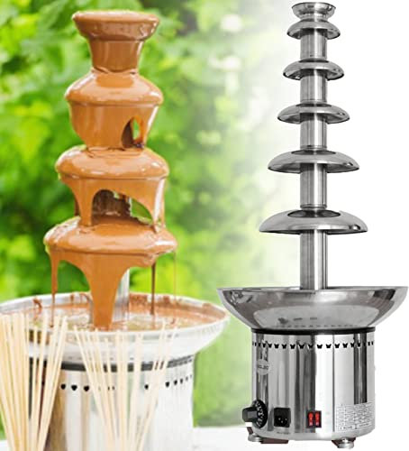 JINTAOMA 4-7 Tiers Chocolate Fountain, Commercial Chocolate Fountain Cream Rotating Melt Machine, 30℃~150℃ Adjustable, for Party Wedding Restaurant,6Tiers