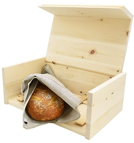 4betterdays.com NATURlich leben! Brotkasten Zirbenholz 30x23x14,5 cm mit Einlegegitter & Bäckerleinen | Österreich