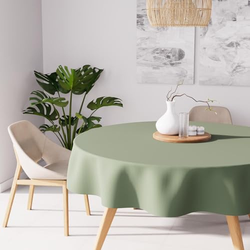Soleil d'ocre Mantel Antimanchas Alix Redondo, Verde (Kaki), Diametre 180 cm