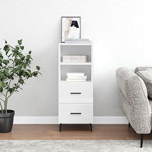 BaraSh Sideboard Hochglanz-Kommode Weiß TüRen Sideboard Flur Schmal Eckkommode 34,5x34x90 cm Holzwerkstoff