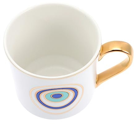 HOMSFOU Ceramic Eye Mug Hand-Painted Turkish Design for Coffee Tea and Smooth for Easy Cleaning Stylish and Break-Resistant for Office Use