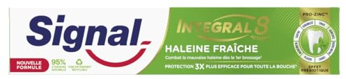 SIGNAL - Dentifrice Integral 8 Nature Haleine Fraîche Effet Prébiotique -Protection Complète 3x plus efficace - 95% d’ingrédients d’origine naturelle - 75ml