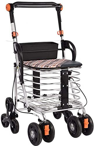 Rollator per interni a 4 ruote, include cestino e vassoio, dispositivo per deambulazione assistita, 4 ruote, per anziani disabili e portatori di handicap, mamma, papà, nonni, aiuto di supporto leggero