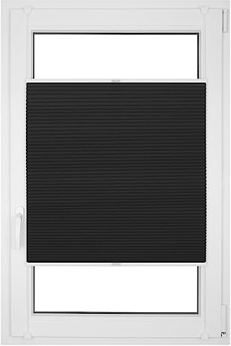 RENA Wabenplissee Thermo Plissee ohne Bohren Verdunklungsplissee Blickdicht Fenster Balkonfenster Balkontür Verdunkelung Sonnenschutz Innen Sichtschutz Hitzeschutz Schwarz 40x100 cm