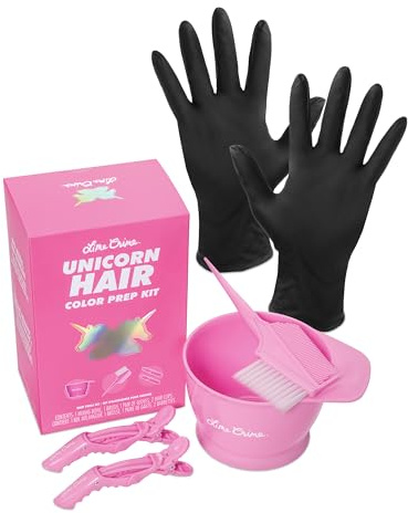 Lime Crime Unicorn Hair Color Prep Kit, 4-Piece Set - Professional Grade Hair Care Coloring Set Includes Mixing Bowl, Dye Color Brush, Pair of Gloves & 2 Hair Clips - Perfect for Bleaching & Hair Dye