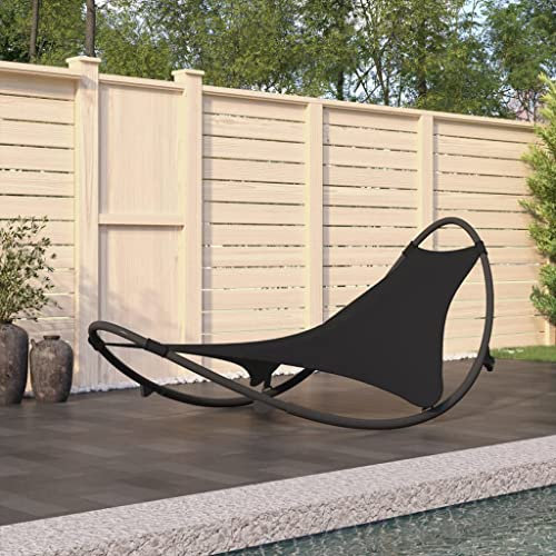 DYRJDJWIDHW liegestuhl klappbar,gartenliege klappbar,klappliege,Schaukelliege mit Rollen Stahl & Textilene Schwarzliegestuhl,liegestuhl klappbar,gartenliege wetterfest,