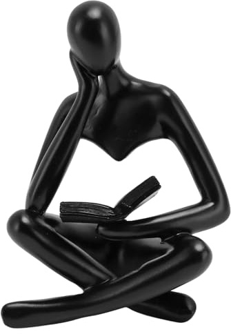 Gsycle Denker-Statue, Lesende Frauen-Figur aus Kunstharz, Abstrakte Kunstskulptur, Schreibtisch-Ornament Für Zuhause, Wohnzimmer, Schlafzimmer, Bücherregal-Dekoration(Schwarz)
