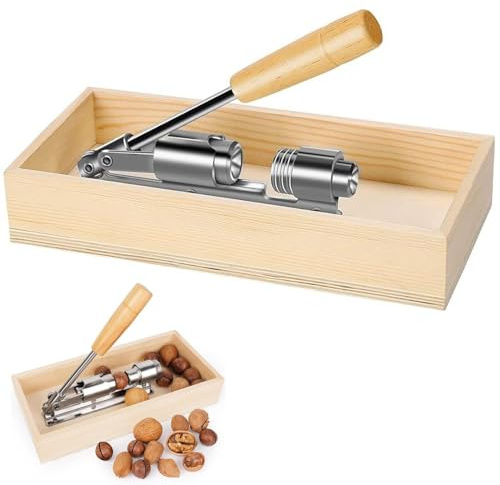 Fopytu Manual Nutcracker Nut Tongs Walnuts Open Tool Heavy Duty Walnut Cracker Nut Opener with Wood Base for Walnuts Chestnuts Pecans Hazelnuts Almonds