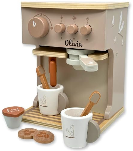 KIDSLINO Machine à café Nougat personnalisable pour enfants - Jouet en bois à partir de 3 ans - Label Label Accessoires de cuisine de jeu - Cadeau d'anniversaire pour enfants - Jouet avec nom