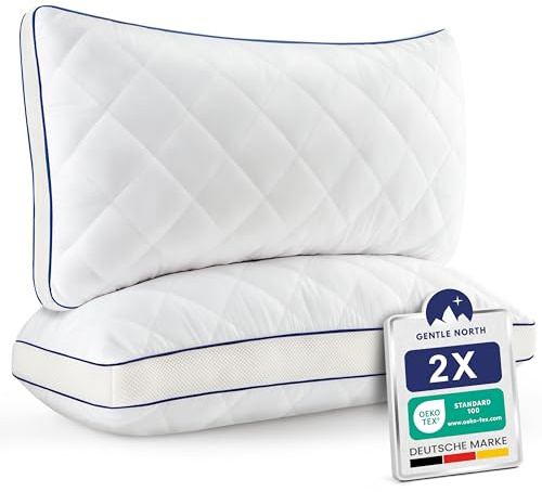 Gentle North Hochwertige Kopfkissen 40x80 cm groß in Hotelqualität - 2er Set Flauschige, gut gefüllte Schlafkissen für Allergiker geeignet (Ökotex 100 Zertifiziert) - 60° Waschbar