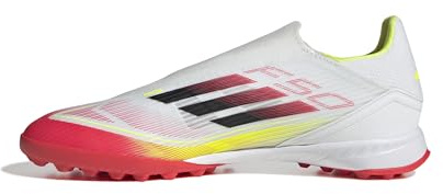 adidas Unisex F50 League Laceless Football Boots Turf, Cloud White/Core Black/Solar Yellow, 12 UK