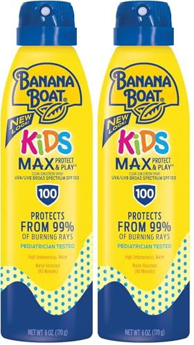 Banana Boat Sunscreen, SPF 100, Spray | Kids | Clear | 6 OZ | Pack of 2