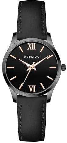 VXFAIZY Damen Einfachheit Uhr Wasserdicht Casual Armbanduhr für Frauen(Schwarz)