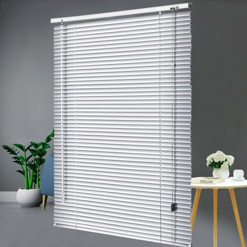 SANJIAOJIA Aluminium-Metall-Jalousien,Silber,Alu-Jalousie Für Fenster,Zuhause Büro Verdunkelungsrollos,25 mm Lamellen-Rollo Für Sicht- und Sonnenschutz,Anpassbar,Breite × Höhe (105cm x 140cm)