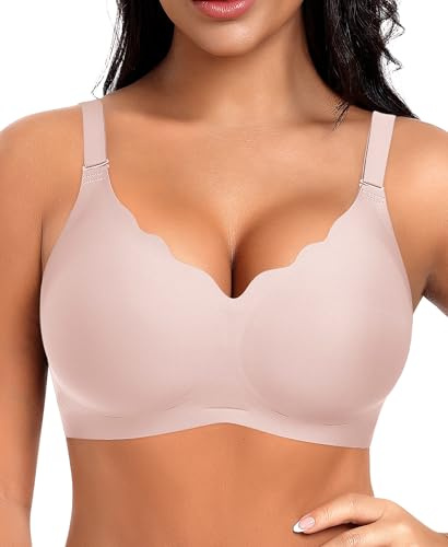 Ganado Reggiseno Senza Ferretto Donna Reggiseni Senza Cuciture Reggiseno Push Up Imbottito Comodo, XXL, Rosa-BR8