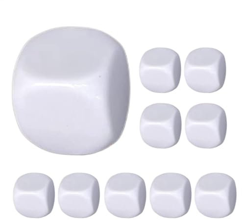 Cubi di dadi vuoti, dadi acrilici vuoti, 10 blocchi di dadi arrotondati in acrilico, Scrittura a sei lati su cubi bianchi per creare blocchi di numeri adesivi per il conteggio matematico