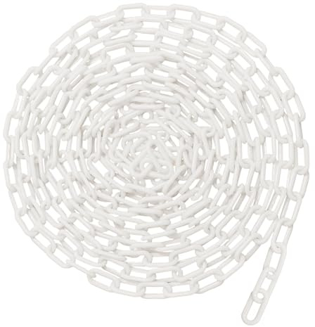 SEVSTATWK White Plastic Chain 50ft, 1.42 Link, High Visibility Plastic Chain Barrier for Crowd Control, Parking Lot, Driveway, Construction, Fence, Indoor & Outdoor (50ft)