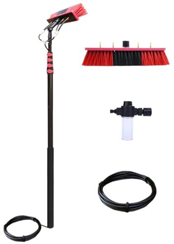 Sistema De Limpieza De Ventanas Con Polo Alimentada Con Agua De 20 Pies Cepillo Con Dispensador De Jabón For Kit De Paneles Solares Herramienta De Lavado De 6 Metros De Alto Alcance(20ft-kit)
