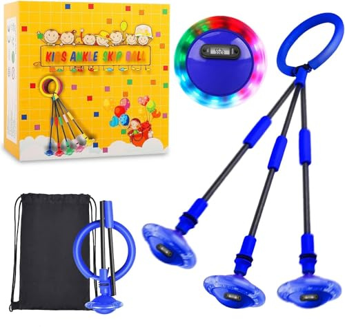 Kinder Blinkender Springring,Blinkt Schaukelball,Swing Wheel mit Zähler,Timer,Kalorienzähler,Faltbarer Flash Jumping Ball,Fettverbrennungsspiel für Kinder und Erwachsene, ​Outdoor-Hüpfspiel
