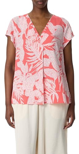 Comma Kurzarmbluse mit V-Ausschnitt und All-Over-Print