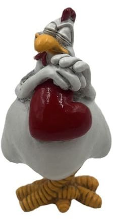 Pocoiau Coeur Rooster Handmade Resin Figure Garden Decoration Poulet Jardin Jardin Pleak Figure Figure Resin Garden Figures for Yard