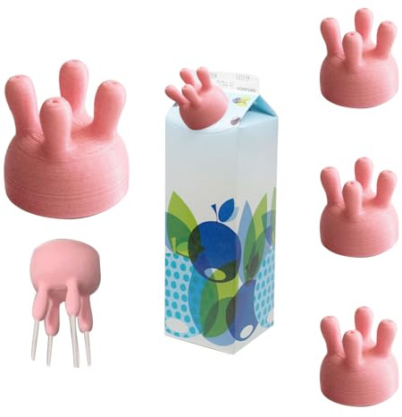 4 Pack Cow Udder Milk Carton Cap,Funny Pouring Milk Bottle Top,Boxed Diverter