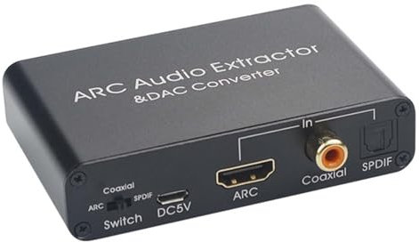 192KHz DAC Converter, ARC Audio Extractor, Supports Optical, Coaxial, RCA Stereo, 3.5mm Stereo Headphones, CEC Volume Adjustable, for Home Theater Game Music