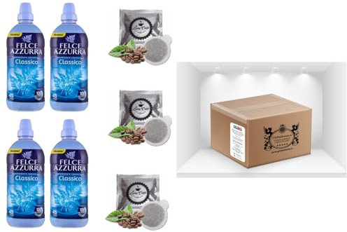 CG94 - Felce Azzurra Ammorbidente Concentrato Classico|45 lavaggi 900ml - Box(4 Bottiglie) 3 Cialde Lucky Caffè in omaggio