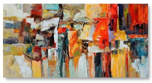 Leinwand Bilder Weinlese Style Bunt Abstrakt 200x100 cm Modern Groß XXL Leinwandbild Wohnzimmer Schlafzimmer Wandbilder Kunstdruck Canvas Desing Wand Bild auf Leinwand Ungerahmt