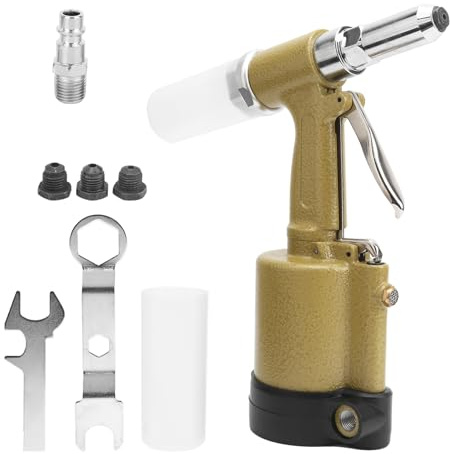Pistola de Remaches Neumático Hidráulico, Remacho Neumático Hidráulico Gran Fuerza de Tracción Herramienta de Bricolaje de Aluminio de Alta Eficiencia, Kit Portátil Completo, Remaches (estilo europeo)